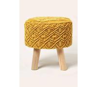 Homescapes Willow Macrame Yellow Footstool