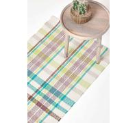 Homescapes Wilson Handwoven Tartan Cotton Hall Runner, 66 X 200 Cm Multi