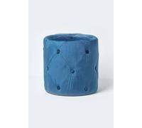 Homescapes Windsor Velvet Footstool In Navy Navy