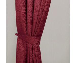 Homescapes Wine Red Velvet Jacquard Curtain Tie Back Pair