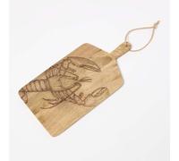 HOMESCAPES Wooden Chopping Board with Engraved Lobster Design, 25H x 50W x 2D cm, Natural Mango Wood, Decorative Serving Charcuterie Board