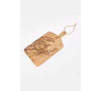 HOMESCAPES Wooden Chopping Board with Engraved Lobster Design, 25H x 50W x 2D cm, Natural Mango Wood, Decorative Serving Charcuterie Board