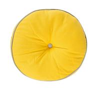 HOMESCAPES Yellow and Grey Round Floor Cushion Large Decorative Circular Children’s & Garden Seat Pad, Pre-Filled 100% Cotton Indoor and Outdoor Cushion, 43cm