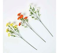 Yellow Artificial Carnation Spray Single Stem Set of 3, 55cm