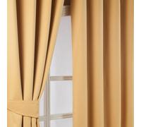 Homescapes Yellow Herringbone Chevron Blackout Curtains Pair Eyelet Style, 46X90"