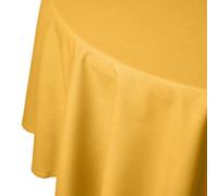Plain Cotton Round Tablecloth, 178 cm Homescapes Mustard One Size