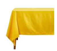 HOMESCAPES Yellow Table Cloth, Plain Cotton Tablecloth, Extra Large Rectangular, Handcrafted & Durable Dining Table Cover with Hem Stitch, Hypoallergenic, Washable, 178 x 300cm