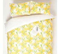 HOMESCAPES Yellow Cotton Duvet Cover Set Super King Digitally Printed Floral Design on 200TC 400 Thread Count Equivalent 100% Cotton
