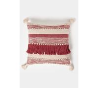 Homescapes Zadar Handwoven Fringed Red Kilim Cushion Red 45cm x 45cm