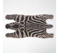 HOMESCAPES Zebra Shape Coir Door Mat Animal Print with Rubber Non-Slip Black and White Indoor and Outdoor Doormat