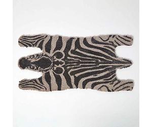 HOMESCAPES Zebra Shape Coir Door Mat Animal Print with Rubber Non-Slip Black and White Indoor and Outdoor Doormat