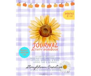 Homeschool ELA Curriculum, Fall Cozy Journal & Activity Workbook, Descriptive Writing, 5 Senses, Ages 3-18