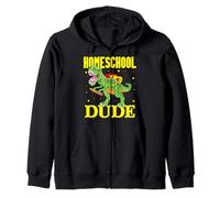 Homeschooling Dude Dinosaur Homeschool Student Kids Zip Hoodie