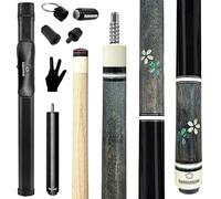 HomeSeason Pool Cue Stick 58" Professional Billiard Canadian Maple Pool Stick with Leather Case & 13mm Tip, 18/19/20/21oz for Adults Pro Player (Black)