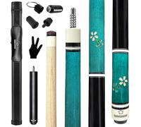 HomeSeason Pool Cue Stick 58" Professional Billiard Canadian Maple Pool Stick with Leather Case & 13mm Tip, 18/19/20/21oz for Adults Pro Player (Blue)