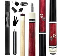 HomeSeason Pool Cue Stick 58" Professional Billiard Canadian Maple Pool Stick with Leather Case & 13mm Tip, 18/19/20/21oz for Adults Pro Player (Wine Red)