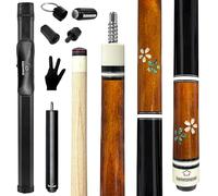 HomeSeason Pool Cue Stick 58" Professional Billiard Canadian Maple Pool Stick with Leather Case & 13mm Tip, 18/19/20/21oz for Adults Pro Player (Brown)