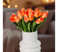 HOMESEASONS - 20 Pieces Real Touch Artificial Tulip Lamp Bouquet Tulip Bouquet Home Kitchen Decor (Hot Pink)
