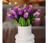 HOMESEASONS 20pcs Tulip Bouquet Lamp Artificial Flower Night Light Real Touch Tulip Night Lamp LED Flower Light Home Kitchen Decor(Purple)