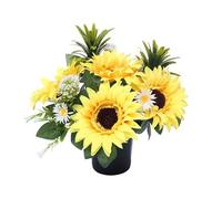 Homesecret Pack 1 Artificial Flowers for Graves in Pots | Sunflower Grave Flower Pots | Perfect for Enhancing Memorial & Cemetery Decor | Improved Design for Funeral Elegance and Lasting Tribute.