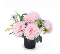 Homesecret Pack 1 Artificial Flowers for Graves | Pink Daises Flower Pots | Perfect for Enhancing Memorial & Cemetery Decor | Improved Design for Funeral Elegance and Lasting Tribute.