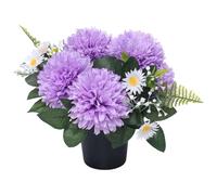 Homesecret Pack 1 Artificial Flowers for Graves | Purple Daises Flower Pots | Perfect for Enhancing Memorial & Cemetery Decor | Improved Design for Funeral Elegance and Lasting Tribute.