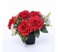 Homesecret Pack 1 Artificial Flowers for Graves | Red Foilage Flower Pots | Perfect for Enhancing Memorial & Cemetery Decor | Improved Design for Funeral Elegance and Lasting Tribute.