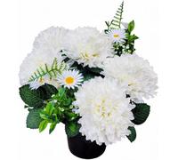Homesecret Pack 1 Artificial Flowers for Graves | White Daises Flower Pots | Perfect for Enhancing Memorial & Cemetery Decor | Improved Design for Funeral Elegance and Lasting Tribute.