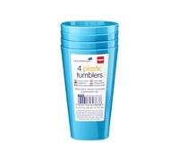 HOMESHOPA 12cm 340ml Plastic Tumblers Set, 4-Pack Blue Reusable Drinkware, Unbreakable Drinking Cups, Microwave, Dishwasher & Freezer Safe