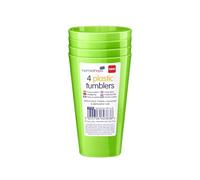 HOMESHOPA 12cm 340ml Plastic Tumblers Set, 4-Pack Green Reusable Drinkware, Unbreakable Drinking Cups, Microwave, Dishwasher & Freezer Safe