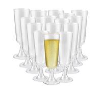 HOMESHOPA 150ml Plastic Champagne Flutes, 32 Pack 5oz Clear Wine Glasses, Unbreakable Reusable Cocktail Prosecco Glasses for Weddings Birthdays Christmas BBQ & Garden Parties