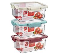HOMESHOPA 2.2 Litre Airtight Food Storage Containers with Lid, 3 Pack Red, Blue & White Plastic LeakProof Kitchen Pantry Containers, Reusable Meal Prep, BPA Free Food Storage Box
