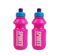 HOMESHOPA 2 Pack 350ml Pink Kids Plastic Sports Water Bottle, BPA-Free, Spill Proof - Leakproof Spout, Reusable Children's Toddler Sports Bottle for School, Outdoor & Travel