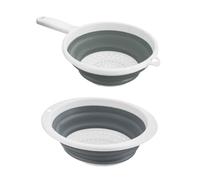 HOMESHOPA 2 Pack Collapsible Sieve with Handle & Colander Food Strainer, Food Grade Silicone Drain Basket for Draining Pasta, Fruits, Vegetable, Space-Saving & BPA Free
