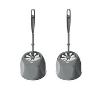 HOMESHOPA 2 Pack Grey Round Toilet Brush with Holder, Soft Flexible Bristles, Deep Clean Bathroom Accessory with Durable Plastic Handle, Hygienic Household Essential