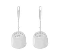 HOMESHOPA 2 Pack White Round Toilet Brush with Holder, Soft Flexible Bristles, Deep Clean Bathroom Accessory with Durable Plastic Handle, Hygienic Household Essential