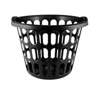 HOMESHOPA 20 Litre Black Plastic Laundry Basket, Tall, Flexible, Durable & Spacious Open Ventilation Hamper, Lightweight & Easy to Carry, Ideal for Clothes Storage Organisation