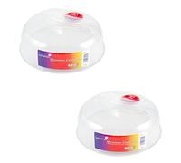 HOMESHOPA 25cm Microwave Plate Cover, 2 Pack Microwave Splatter Guard Lid with Steam Vents, Plastic Transparent Ventilated Food Plate Dish Cover Kitchen Cooking, BPA Free & Dishwasher Safe