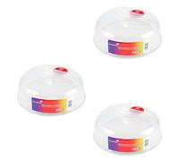 HOMESHOPA 25Cm Microwave Plate Cover, 3 Pack Microwave Splatter Guard Lid with Steam Vents, Plastic Transparent Ventilated Food Plate Dish Cover Kitchen Cooking, BPA Free & Dishwasher Safe