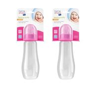 HOMESHOPA 300ml Baby Feeding Bottle, 2 Pack Pink Easy Grip BPA Free, Plastic Round Shape Milk & Water Bottle, Air Vent 3m+, Anti-Colic Soft Silicone Medium Flow 2 Teats Spill-Proof Infants Utensil