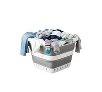 HOMESHOPA 40L Collapsible Laundry Basket, Grey Foldable Pop Up Storage Container/Organiser, Portable & Lightweight Washing Bin Tub, Comfortable Non-Slip Handles, Space Saving Bucket/Hamper
