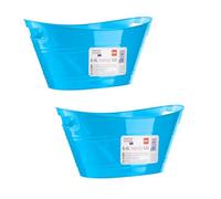 HOMESHOPA 6.4 Litre Plastic Handy Tub Ice Bucket, 2 Pack Blue Beverage Bucket With Handle, Stackable & Lightweight, Cooling Bottles Cans Utility Tub, Ideal for Party, Home & Garden