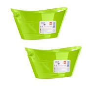 HOMESHOPA 6.4 Litre Plastic Handy Tub Ice Bucket, 2 Pack Green Beverage Bucket With Handle, Stackable & Lightweight, Cooling Bottles Cans Utility Tub, Ideal for Party, Home & Garden
