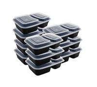 HOMESHOPA 850ml Meal Prep Plastic Containers, 10 Pack 2 Compartments BPA-Free Food Prep Containers with Airtight Lids, Stackable Storage Lunch Boxes, Microwave, Freezer & Dishwasher Safe