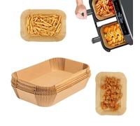 HOMESHOPA Air Fryer Paper Liners 14 x 22cm Rectangle, 25 Pack Disposable Non-Stick Parchment Paper, Compatible with Ninja, Tefal and More, Food Grade Baking Sheet, Easy Cleanup Baker's Choice