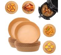HOMESHOPA Air Fryer Paper Liners 16cm Round, 50 Pack Disposable Non-Stick Parchment Paper, Compatible with Ninja, Tefal and More, Food Grade Baking Sheet, Easy Cleanup Baker's Choice