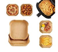 HOMESHOPA Air Fryer Paper Liners 16cm Square, 25 Pack Disposable Non-Stick Parchment Paper, Compatible with Ninja, Tefal and More, Food Grade Baking Sheet, Easy Cleanup Baker's Choice