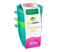 Homeshopa Airtight Baby Food Storage Pots, Set of 3 Plastic Weaning Pots, Stackable Food Storage Containers with Lids, Bright Colours, BPA Free, Microwave & Freezer Safe