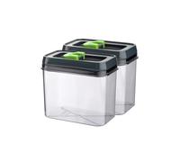 HOMESHOPA Airtight Food Storage Containers with Green Click Seal Lid 1.2 Litres, 2 Pack Clear Plastic Canisters, Kitchen & Pantry Organisation, Durable, Ideal for Pasta Cereal, Flour & Sugar