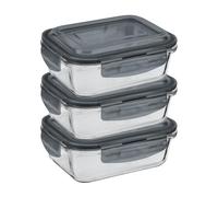 HOMESHOPA Airtight Glass Food Storage Container, 1100ml, 3 Pack BPA-Free & Leak Proof Silicone Seal Plastic Lids, Glass Meal Prep Takeaway Lunch Boxes